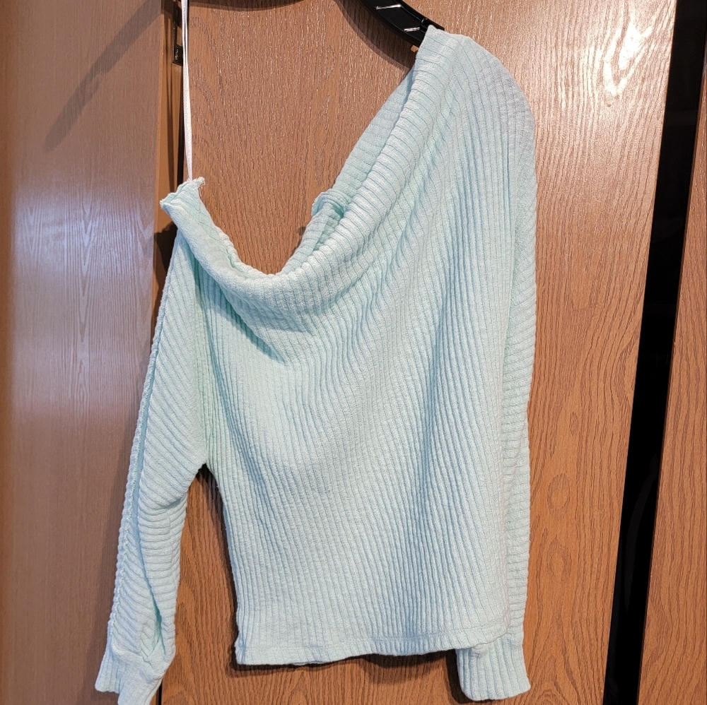 Teal off the shoulder sweater
